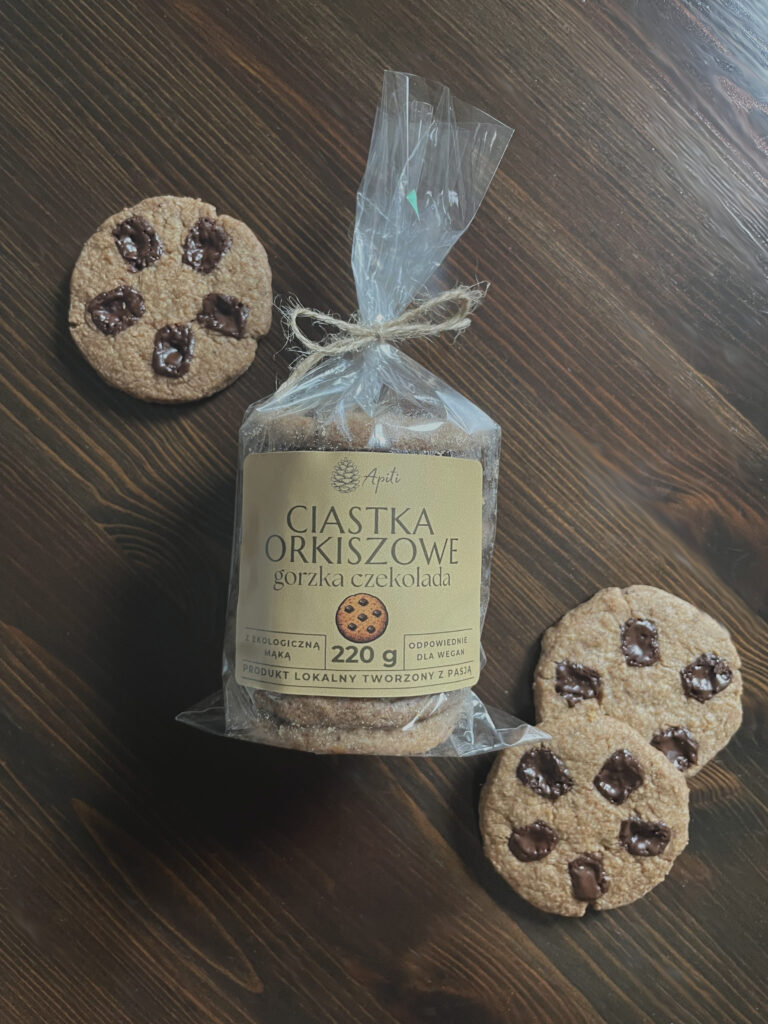 Ciastka orkiszowe z czekoladą gorzką
