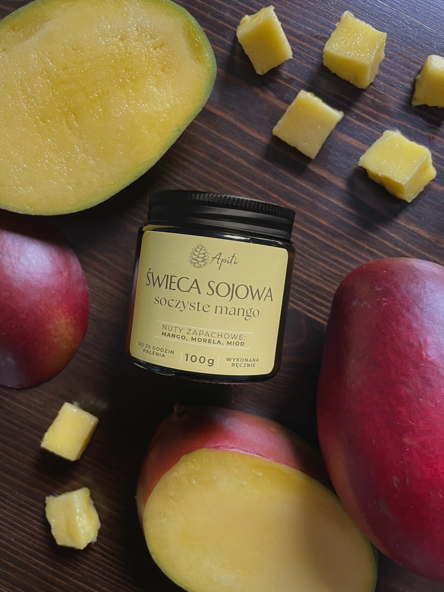 Świeca sojowa Soczyste Mango 100 g z czarną nakrętką